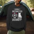 Easily Distracted By Cats And Books Cat Lover Men Hoodie