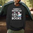 Easily Distracted By Cats And Books Cute Cat And Book Lovers Men Hoodie Easily Distracted By Cats And Books Cute Cat And Book Lovers Men Hoodie