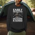 Easily Distracted By Dragons And Books Fantasy Book Lover Men Hoodie