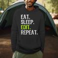 Eat Sleep Edit Repeat Editor Editing Video Film Book Men Hoodie