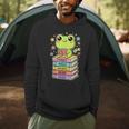 Frog Reading Books Bookworm Librarian Men Hoodie