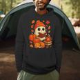 Ghost Reading Book Lovers Autumn Fall Halloween Men Hoodie