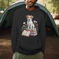 Jack Russell Terrier Bookworm Flowers Book Reading Books Men Hoodie