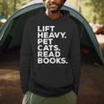 Lift Heavy Pet Cats Read Books Gym Workout Weight Lifter Men Hoodie