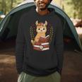 Llama Reading Book Graphic Llama With Book Floral Men Hoodie Llama Reading Book Graphic Llama With Book Floral Men Hoodie