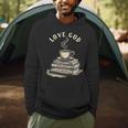 Love God Drink Coffee Read Books Graphic Book Reader Men Hoodie