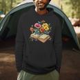 Open Book With Wildflowers Vintage Botanical Reading Men Hoodie Open Book With Wildflowers Vintage Botanical Reading Men Hoodie