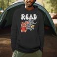 Pig Elephant Reading Cute Book Lover Bookworm Boys Girls Kid Men Hoodie