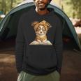 Puppy Open Book Reading Dog Lover Graphic Portrait Round Men Hoodie
