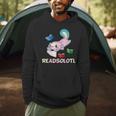 Readsolotl Axolotls Funny Kids Reading Fish Books Lizard Men Hoodie