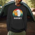 Retro Book Ghost Reading Halloween Teacher Men Women Men Hoodie