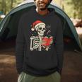 Skeleton Reading Book Christmas Teacher Librarian Book Lover Men Hoodie