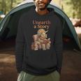 Unearth a Story Triceratops Dinosaur Reading Books Dino Men Hoodie