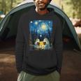 Van Gogh Starry Night Ghost Book Reading Camping Halloween Men Hoodie