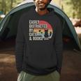 Vintage Retro Easily Distracted By Cats And Books Men Hoodie