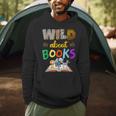 Wild About Reading Books Reader Bookworm Animals Book Lover Men Hoodie