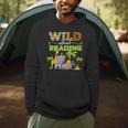 Wild About Reading Books Reader Librarian Wild Animals Lover Men Hoodie
