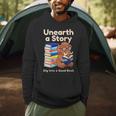 Women's Unearth A Story Reading Mammoth Prehistoric Book Librarian Men Hoodie