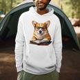 Cute Dog Corgi Reading Book Men Hoodie