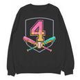 4th Birthday Baseball Bat Ice-Cream Drip 4yrs Old Boys Girls Unisex Sweatshirt