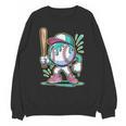 Baseball Character Cartoon Batter Drip Style Women Men Unisex Sweatshirt Baseball Character Cartoon Batter Drip Style Women Men Unisex Sweatshirt