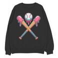 Dripping Pink Baseball Crossed Bats Summer Unisex Sweatshirt Dripping Pink Baseball Crossed Bats Summer Unisex Sweatshirt