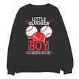 Little Slugger Boy Coming Soon Baby Announcement Baseball Unisex Sweatshirt