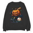 Spooky Halloween Scary Pumpkin Baseball Player Witchy Vibes Unisex Sweatshirt