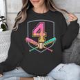 4th Birthday Baseball Bat Ice-Cream Drip 4yrs Old Boys Girls Unisex Sweatshirt