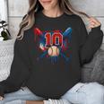 Baseball 10 Year Old Splash Drip 10th Birthday Boy Number 10 Unisex Sweatshirt