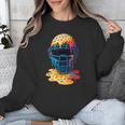 Baseball Catcher Mask Ice Cream Dripping Baseball Fan Boys Unisex Sweatshirt Baseball Catcher Mask Ice Cream Dripping Baseball Fan Boys Unisex Sweatshirt