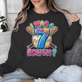 Blue Checkered I Was 6 Now I'm 7 Birthday Cake Baseball Drip Unisex Sweatshirt Blue Checkered I Was 6 Now I'm 7 Birthday Cake Baseball Drip Unisex Sweatshirt