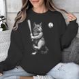 Cute Kitten Playing Baseball Hitter Bat Cool Baseball Cat Unisex Sweatshirt Cute Kitten Playing Baseball Hitter Bat Cool Baseball Cat Unisex Sweatshirt