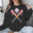 Dripping Pink Baseball Crossed Bats Summer Unisex Sweatshirt Dripping Pink Baseball Crossed Bats Summer Unisex Sweatshirt