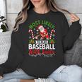 Most Likely To Play Baseball With Santa Christmas Pajamas Unisex Sweatshirt