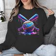 Neon Dripping Baseball And Bats Colorful Sports Art Unisex Sweatshirt Neon Dripping Baseball And Bats Colorful Sports Art Unisex Sweatshirt