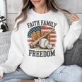 Faith Family Freedom Patriotic Christian Baseball Game Day Unisex Sweatshirt