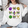 Mardi Gras Baseball Coquette Bow Fat Tuesday Parade Girls Unisex Sweatshirt Mardi Gras Baseball Coquette Bow Fat Tuesday Parade Girls Unisex Sweatshirt