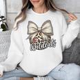 Wildcats Baseball Leopard Print Coquette Bow Mascot Game Day Unisex Sweatshirt