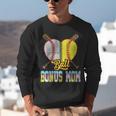 Bonus Mom Of Both Half Baseball Softball Ice Cream Drip Unisex Sweatshirt
