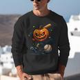 Spooky Halloween Scary Pumpkin Baseball Player Witchy Vibes Unisex Sweatshirt