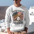 Faith Family Freedom Patriotic Christian Baseball Game Day Unisex Sweatshirt
