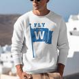 Fly The W Chicago Baseball Winning Flag Distressed Premium Tri-Blend Unisex Sweatshirt Fly The W Chicago Baseball Winning Flag Distressed Premium Tri-Blend Unisex Sweatshirt