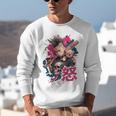 Punk Girl With Anger Kanji And Baseball Bat Unisex Sweatshirt Punk Girl With Anger Kanji And Baseball Bat Unisex Sweatshirt