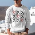 Tic Tac Toe Love Hearts Romantic Valentine Raglan Baseball Tee Unisex Sweatshirt