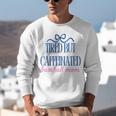 Tired But Caffeinated Baseball Mom Trendy Tired Baseball Mom Unisex Sweatshirt