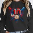 Baseball 10 Year Old Splash Drip 10th Birthday Boy Number 10 Unisex Sweatshirt