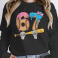Baseball 67 Ice Cream Drip Skeleton Six Seven Boys Meme Unisex Sweatshirt