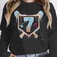 Baseball 7 Year Old Ice Cream Drip 7th Birthday Boy Number 7 Unisex Sweatshirt