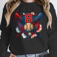 Baseball 8 Year Old Splash Drip 8th Birthday Boy Number 8 Unisex Sweatshirt
